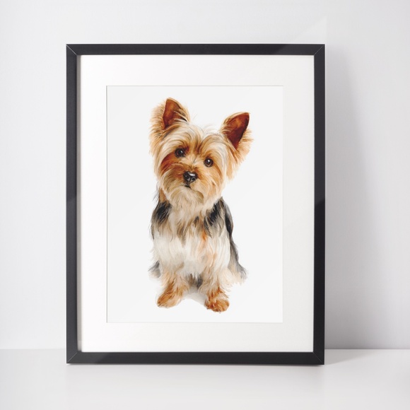 Watercolor Yorkshire Dog Portrait Art Print – Unframed Fine Art Poster - Picture 3 of 5